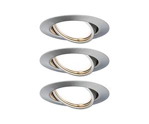 Paulmann 93425 Spot encastré LED Base rond incl. 3x5W gradable projecteurs encastrés Acier brossé spot métal lampe encastrée 3000 K