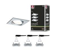 Kit de 3 spots encastrés led nova - carré - gu10 - aluminium - 6,5w - 2700k - ip23 - avec ampoule