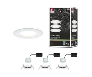 Paulmann 93460 Spots LED encastrés Nova Coin Set de base rigide IP44 rond 78 mm Coin 3x6W 3x470lm 230V 2700K blanc dépoli