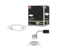 Paulmann 93484 Spots LED encastrés 3-Step-Dim Nova Coin orientable rond 84 mm 50° Coin 6W 470lm 230V dimmable 2700K blanc dépoli