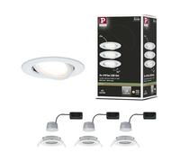 Paulmann 93485 Spots LED encastrés 3-Step-Dim Nova Coin Set de base orientable rond 84 mm 50° Coin 3x6W 3x470lm 230V dimmable 2700K blanc dépoli