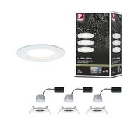 Paulmann 93496 Spots LED encastrés 3-Step-Dim Nova Coin Set de base rigide IP44 rond 78 mm Coin 3x6W 3x470lm 230V dimmable 2700K blanc dépoli