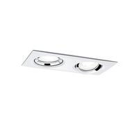 Paulmann 93676 LED Nova Plus kit de 2 carré orientable IP65 gradable projecteurs dép Spot Alu Zinc Lampe enc. 4000K GU10, 0 W, Blanc dépoli, Chrome, Double
