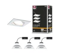 Paulmann 93678 Nova Plus LED spots encastrés kit de 3 carré orientable 3x6,8W gradable projecteurs encastrés Blanc dépoli spot Alu lampe enc. 2700 K