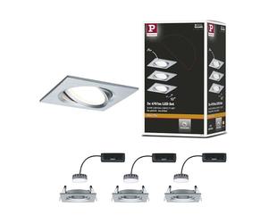 Paulmann 93680 Spot encastré LED Nova Plus carré orientable incl. 3x6,8 watts gradable projecteurs encastrés alu spot alu lampe encastrée 2700 K