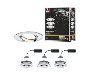 Paulmann 93684 Spot encastré LED Nova Plus kit de 3 rond orientable 3x6,8W IP65 gradable projecteurs enc. Chrome spot aluminium lampe enc. 2700K