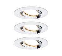 Paulmann 93686 Spot encastré LED Nova Plus kit de 3 rond orientable 3x6,8W IP65 gradable projecteurs enc. Blanc dépoli chrome spot aluminium 2700K