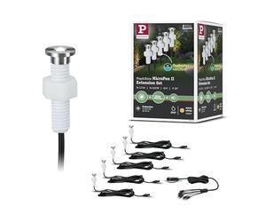 Paulmann 93694 Outdoor Plug&Shine Kit encastrés extérieur MicroPen II, 5x0,22W, IP67, 3000K, Acier inoxydable