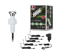 Paulmann 93695 Outdoor Plug&Shine Kit encastrés extérieur MicroPen II, 5x0,22W, (incl. driver), IP67, 3000K, Acier inoxydable argent 4,6 x 1,5 x 4,6 cm