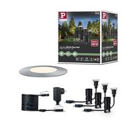 Paulmann 93697 Outdoor Plug&Shine Kit de base Floor Mini extérieur, IP67, 3000K, 3x2,5W, 24V, 55 mm Argent