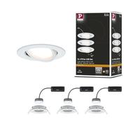 Paulmann 93875 Kit encastrés Premium Coin Slim, dimmable, rond, orientable, LED 3x6,8W, 2700K, 230V, 51 mm, Blanc mat/Alu