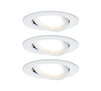 Paulmann 93875 Kit encastrés Premium Coin Slim, dimmable, rond, orientable, LED 3x6,8W, 2700K, 230V, 51mm, Blanc mat/Alu