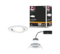 Paulmann 93876 Kit encastrés Premium Coin Slim, dimmable, rond, orientable, LED 1x6,8W, 2700K, 230V, 51 mm, Blanc mat/Alu
