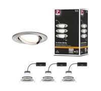 Paulmann Luminaire encastrable Coin Slim 93878 LED intégrée 18 W fer brossé jeu de 3