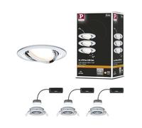 Paulmann 93880 Kit encastrés Premium Coin Slim, dimmable, rond, orientable, LED 3x6,8W, 2700K, 230V, 51 mm, Chrome/Alu