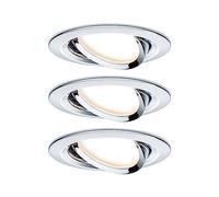 Paulmann 93880 Kit encastrés Premium Coin Slim, dimmable, rond, orientable, LED 3x6,8W, 2700K, 230V, 51mm, Chrome/Alu