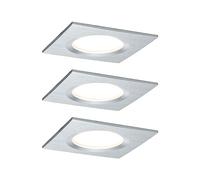 Paulmann 93895 Kit encastrés Premium Coin Slim, dimmable, carré, fixe, LED 3x6,8W, 2700K, 230V, 51mm, Alu tourné/Al