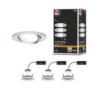 Paulmann 93903 Kit encastrés Premium Coin Slim, dimmable, rond, orientable, LED 3x6,8W, 2700K, 230V, 51 mm, Alu tourné/Al
