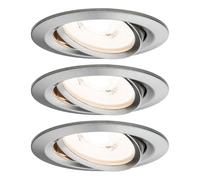 Paulmann 93944 Kit encastrés Premium Coin LED 3x6,8W, rond, orientable, dimmable, 230V, Fer brossé/Alu