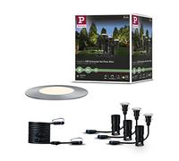 Paulmann 93949 Outdoor Plug&Shine Kit encastrés sol LED, IP67, 3000K, 3x2,5W, 24V, 55 mm, Argent inoxydable, Plastique