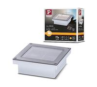 Paulmann 94238 Aron Spot solaire encastrable au sol LED carré avec 1 ampoule 0,7 W en acier inoxydable et plastique Blanc chaud 3000 K
