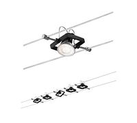Paulmann 94290 Seilsytem Mac II carré max. 5x10 watts lampe suspendue Noir mat lampe sur câble Métal, plastique éclairage GU5,3