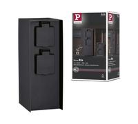 Paulmann 94313 Colonne de Prise extérieur RIO x4 max. 3,650 watts, pour Éclairage d'extérieur Anthracite, pour Éclairage de Jardin Acier Inoxydable Commande