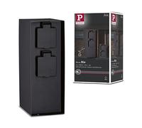 Paulmann 94313 Colonne de Prise extérieur RIO x4 max. 3,650 watts, pour Éclairage d'extérieur Anthracite, pour Éclairage de Jardin Acier Inoxydable Commande