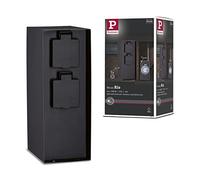 Paulmann 94314 Colonne de prise extérieur RIO x2 max. 3,650 watts Minuterie Éclairage d'extérieur Anthracite Éclairage de jardin Acier inoxydable Commande