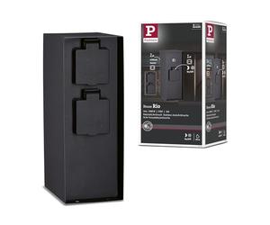 Paulmann 94315 Colonne de prise extérieur RIO x3 max. 3,650 watts Interrupteur crépusculaire Éclairage d'extérieur Anthracite Éclairage de jardin Acier inoxydable Commande