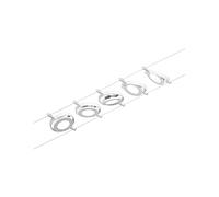 Paulmann 94416 Corduo LED Kit système de câbles RoundMac DC avec 5 x 4,5 W extensibles blanc, câble métallique chromé 3000 K