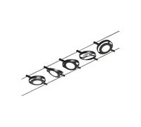 CorDuo Système sur câbles LED RoundMac Kit de base 5x200lm 5x4,5W 3000K 230/12V Noir mat#Chrome Noir mat#Chrome G