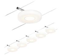 Paulmann Système complet d'éclairage sur câble DiscLED 94426 LED 5 lampes 3000K Chrome mat/Chrome