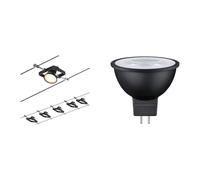 Paulmann 94434 CorDuo Set Système de Câbles Mac II DC 5 x 10 watts max, Éclairage Extensible Chrome & 28757 Lampe LED RAL9004 445lm 36 ° 6,5 watts gradable éclairage Noir mat ampoules 2700 K
