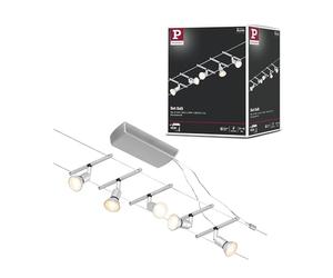 Paulmann 94442 CorDuo Set Système de Câbles Salt DC 5 x 10 watts max, Éclairage Extensible Chrome Mat Câble Matière Plastique GU5,3 Système de Câbles sans Ampoules