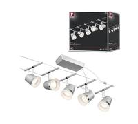 Paulmann 94459 CorDuo Set de base Système de Câbles Cone DC 5 x 10 watts max, Éclairage Extensible Chrome Mat Câble Matière Plastique GU5,3 Système de Câbles sans Ampoules