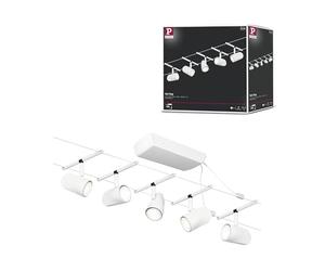 Paulmann 94467 CorDuo Set de base Système de Câbles Cup DC 5 x 10 watt max, Éclairage Extensible Blanc Mat Matière Plastique, Métal GU5,3 Système de Câbles sans Ampoules