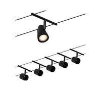 Paulmann 94469 CorDuo Set de base Système de Câbles Cup DC 5 x 10 watt max, Éclairage Extensible Noir Mat Matière Plastique, Métal GU5,3 Système de Câbles sans Ampoules