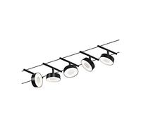 Paulmann 94479 Système de câbles LED Circle Kit de base 5 x 400 lm, 5 x 5 W blanc chaud inclus, noir mat, chrome, matière plastique, métal Système d'éclairage 3000 K