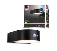 Paulmann 94570 Eileen Applique murale solaire d'extérieur à LED avec détecteur de mouvement IP44 3000 K 3000 lm inclus 1 x 5,5 W Blanc chaud Noir Sans fil Plastique rechargeable