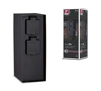 Paulmann 94657 Außenleuchte Steckdosensäule Rio 2-fach IP44 eckig max. 3.650 W Anthrazit Strom im Garten Metall Verteiler