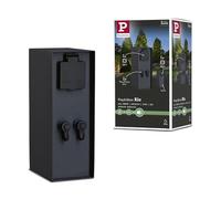 Paulmann 94700 Plug & Shine luminaire d'Ext Accessoire Colonne Prises Rio IP44 Anthracite syst éclairage Jardin raccordements 2x230V 2X Plug&Shine 24V, Tôle d'acier