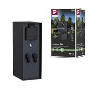 Paulmann 94701 Plug&Shine luminaire d'Ext Accessoire Colonne Prises Rio avec détecteur crépuscu. IP44 Anthracite raccordements 2x230V 2xPlug&Shine 24V, Tôle d'acier