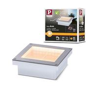 Paulmann 94724 Lampe solaire encastrée à LED, détecteur de mouvement Aron, résistante aux insectes, IP67, 100 x 100 mm, 2200 K, 0,5 W, 25 lm, blanc, carré, acier inoxydable, plastique