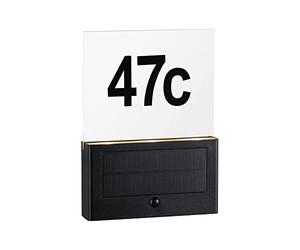 Paulmann 94725 LED Numéro de maison lumineux solaire Neda détecteur de mouvement respect insectes IP44 2200K 30lm Anthracite lumière dorée plastique