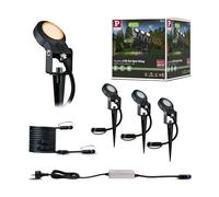 Paulmann 94729 luminaire d'extérieur LED Plug & Shine Projecteur de jardin Sting kit respect insectes IP67 2200K 3x6,3W 75VA Anthracite rond gradable