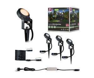 Paulmann 94729 luminaire d'extérieur LED Plug & Shine Projecteur de jardin Sting kit respect insectes IP67 2200K 3x6,3W 75VA Anthracite rond gradable