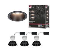 Paulmann 94869 Spots encastrés LED 3-Step-Dim Cole kit de base kit de 3 IP44 rond 88 mm Coin 3x6W 3x470lm 230 V 2700 K Noir