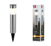 Paulmann 94876 Borne lumineuse solaire LED Layra IP44 3000K 1lm acier brossé