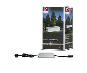 Paulmann 988.50 Plug & Shine Bloc d'alimentation pour l'extérieur 150W pour lampes de jardin - Câble d'alimentation 50 m avec boîtier en aluminium étanche 24V pour dehors IP67 24V DC argent 22,3 x 7 x 4 cm